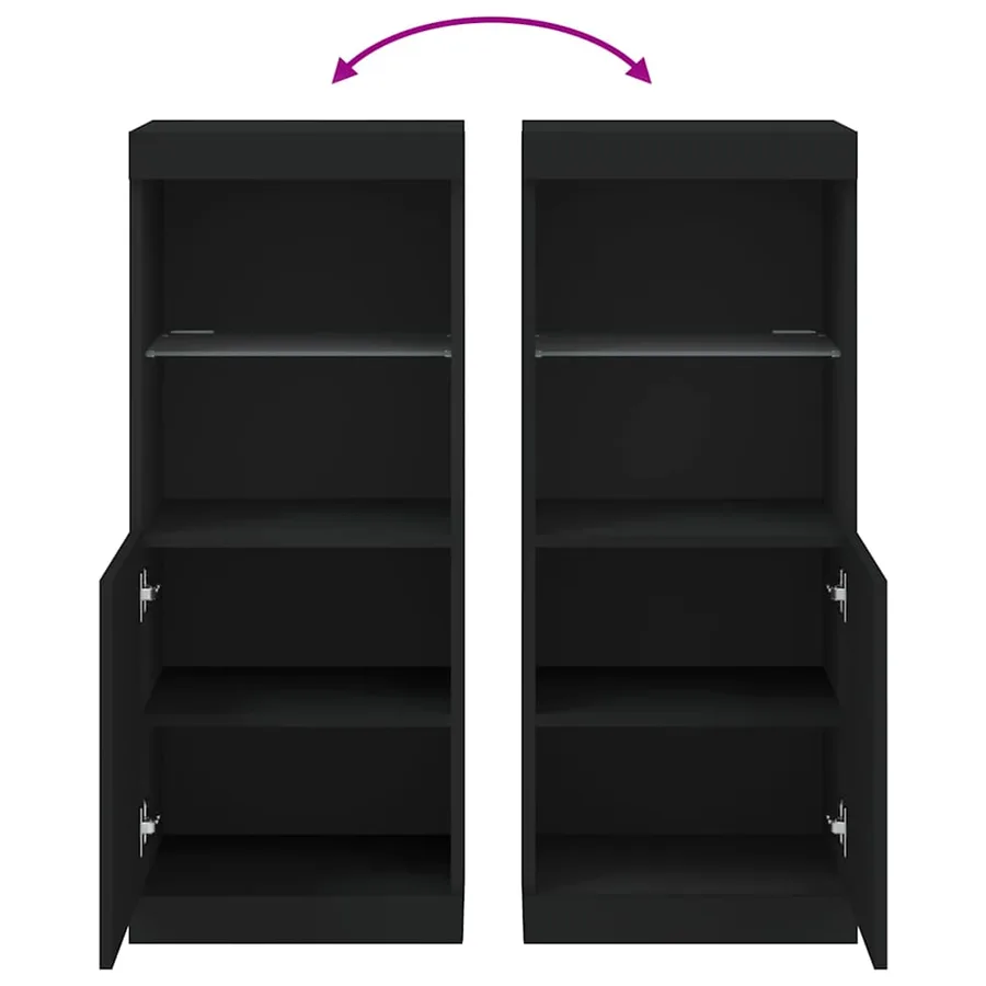 Buffet avec lumières LED noir 41x37x100 cm - 10