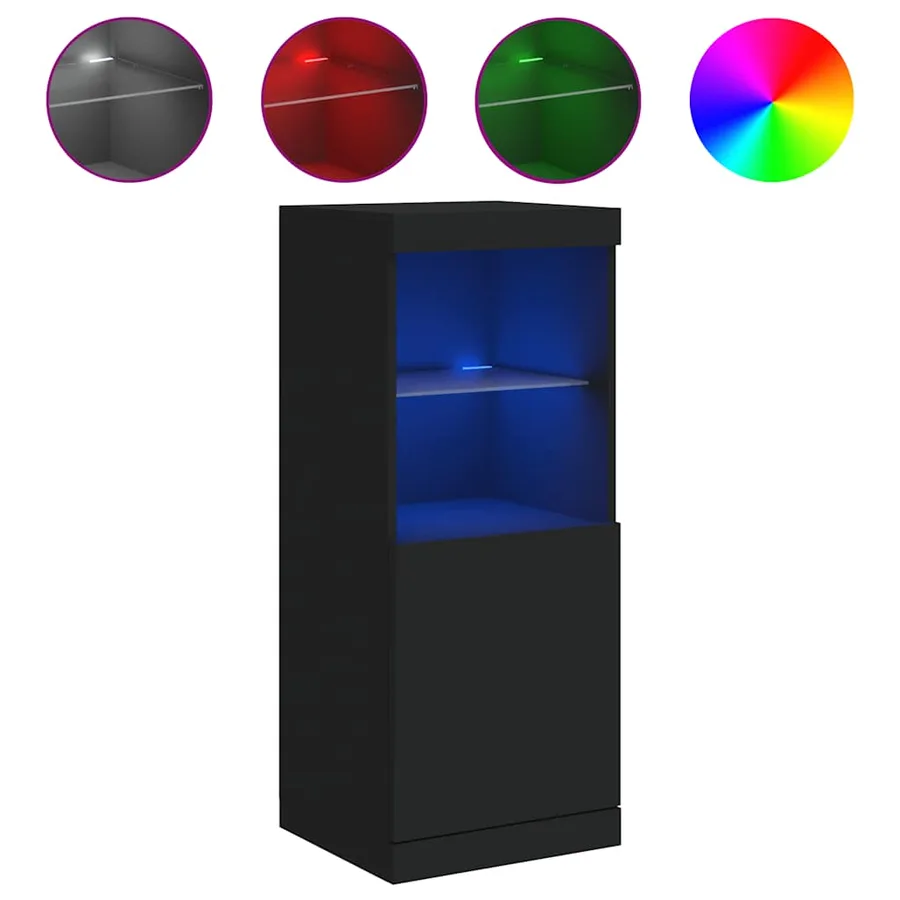 Buffet avec lumières LED noir 41x37x100 cm - 2
