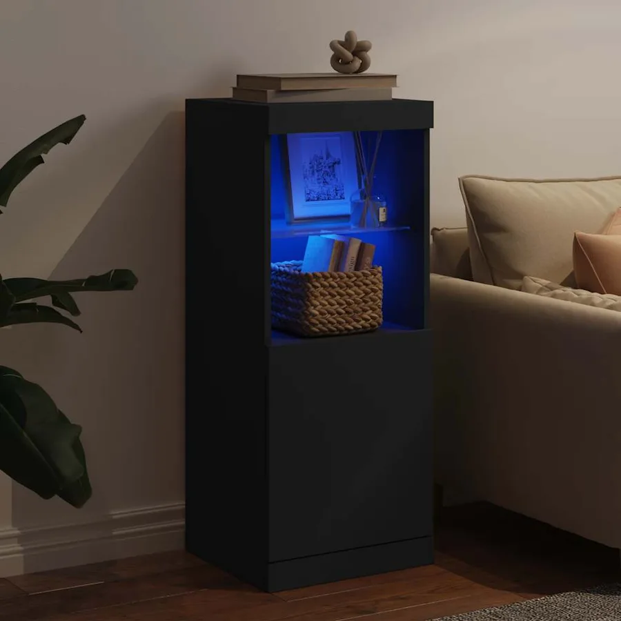 Buffet avec lumières LED noir 41x37x100 cm - 3