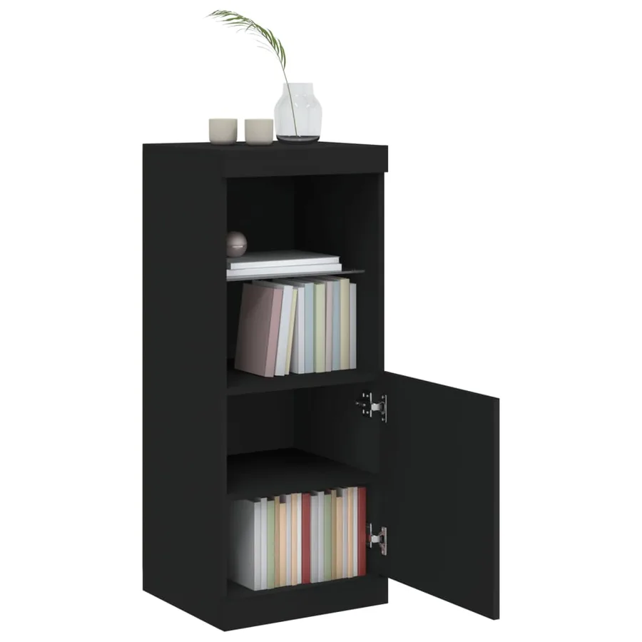 Buffet avec lumières LED noir 41x37x100 cm - 4