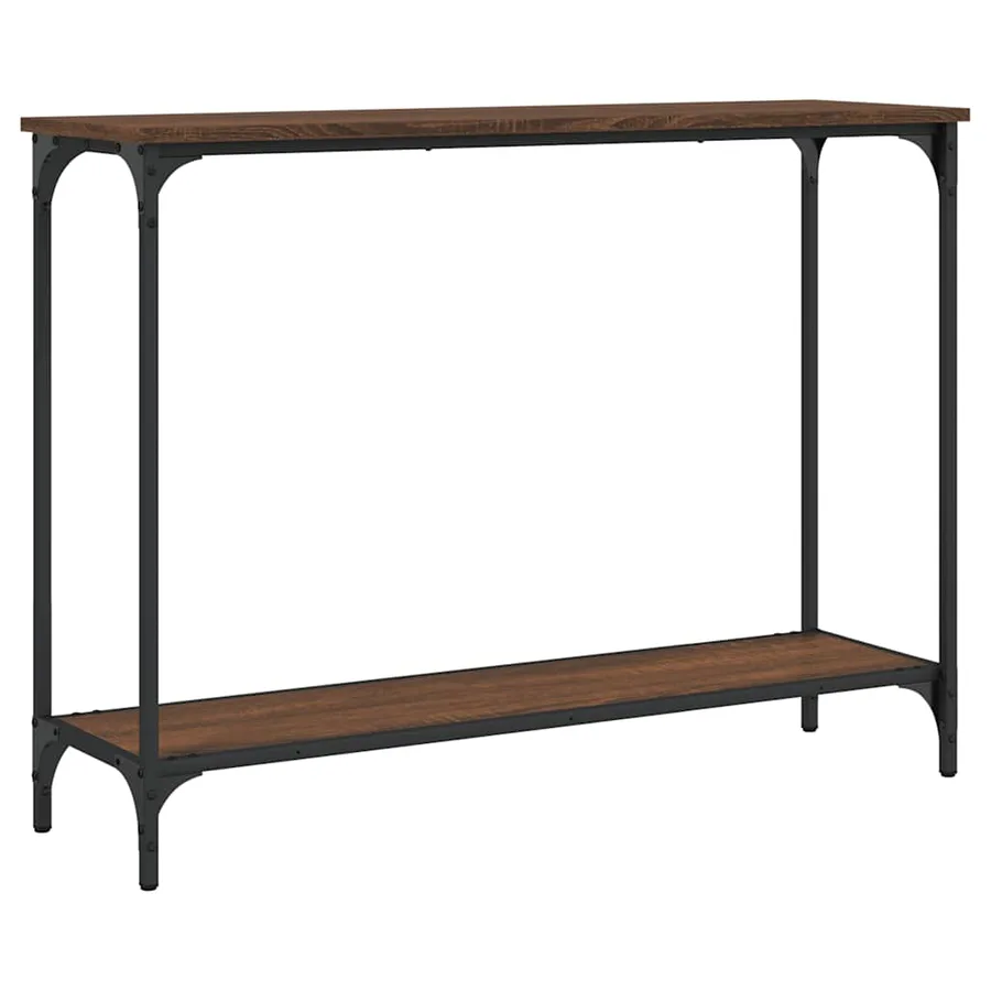 Table console chêne marron 101x30,5x75 cm bois d'ingénierie - 2