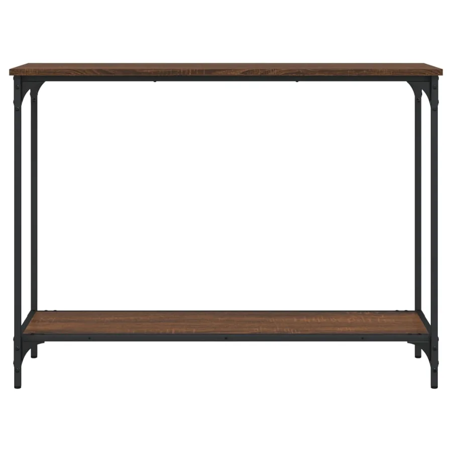 Table console chêne marron 101x30,5x75 cm bois d'ingénierie - 4