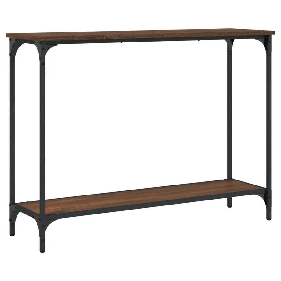 Table console chêne marron 101x30,5x75 cm bois d'ingénierie - 6
