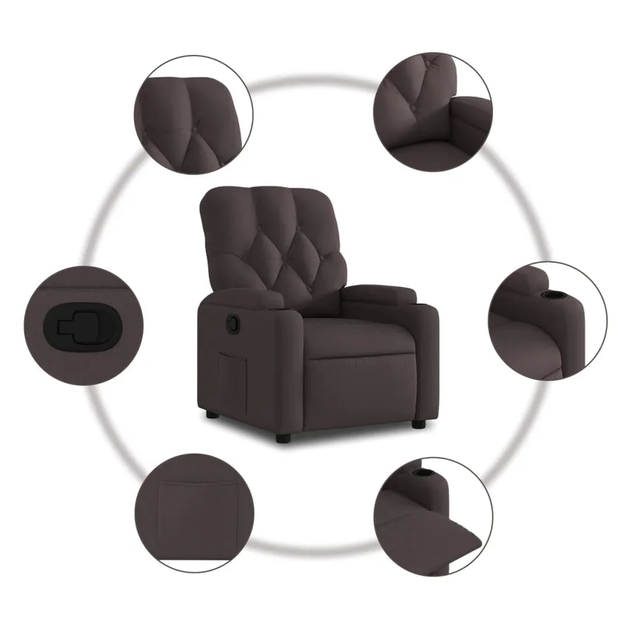 Fauteuil inclinable Marron foncé Tissu - 5