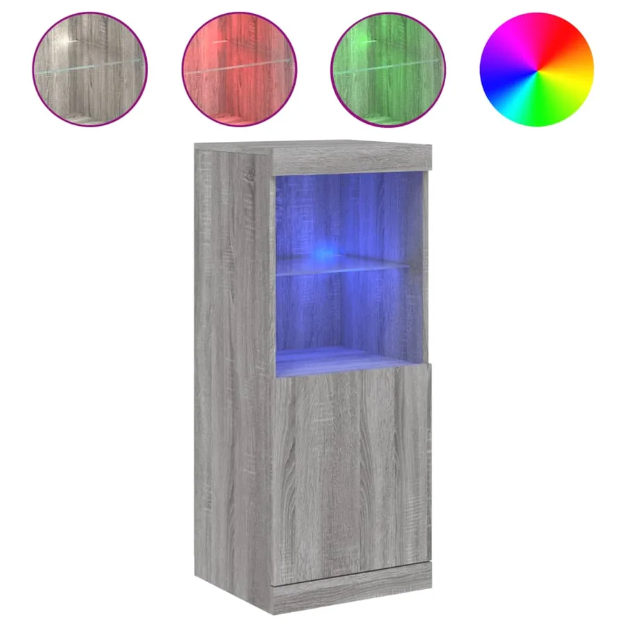 Buffet avec lumières LED sonoma gris 41x37x100 cm - 2