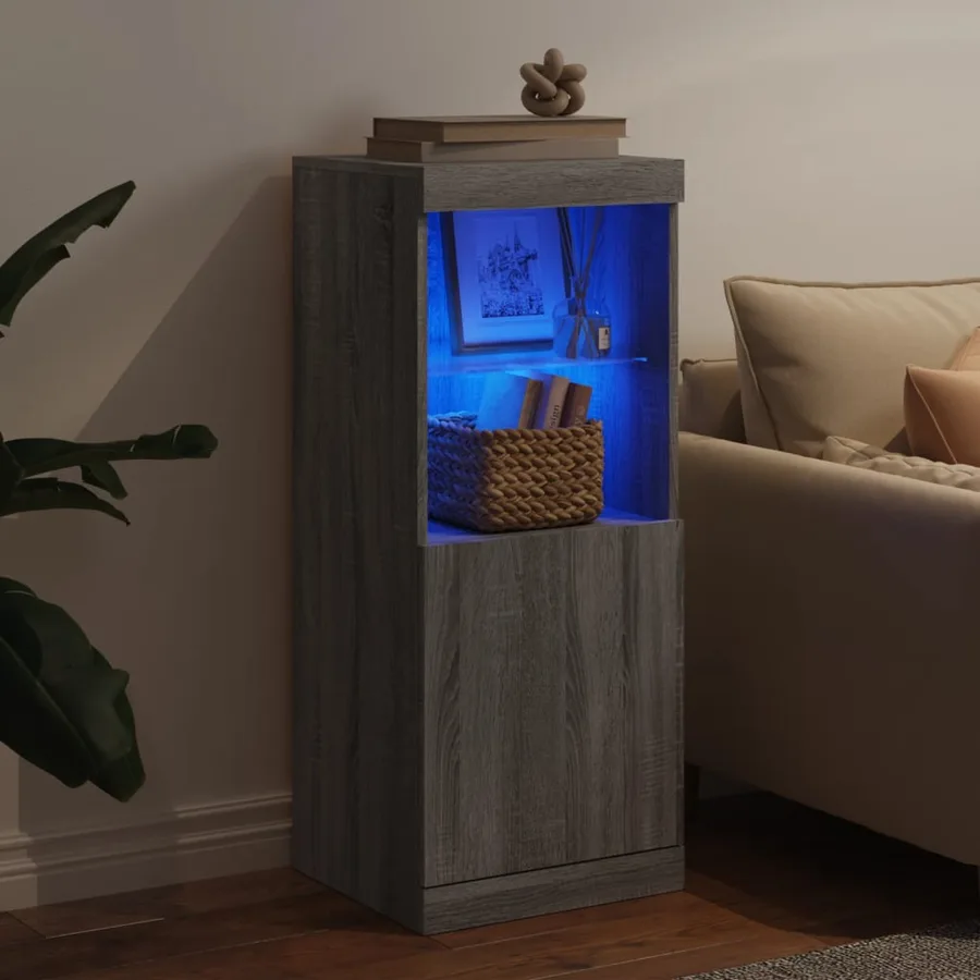 Buffet avec lumières LED sonoma gris 41x37x100 cm - 3