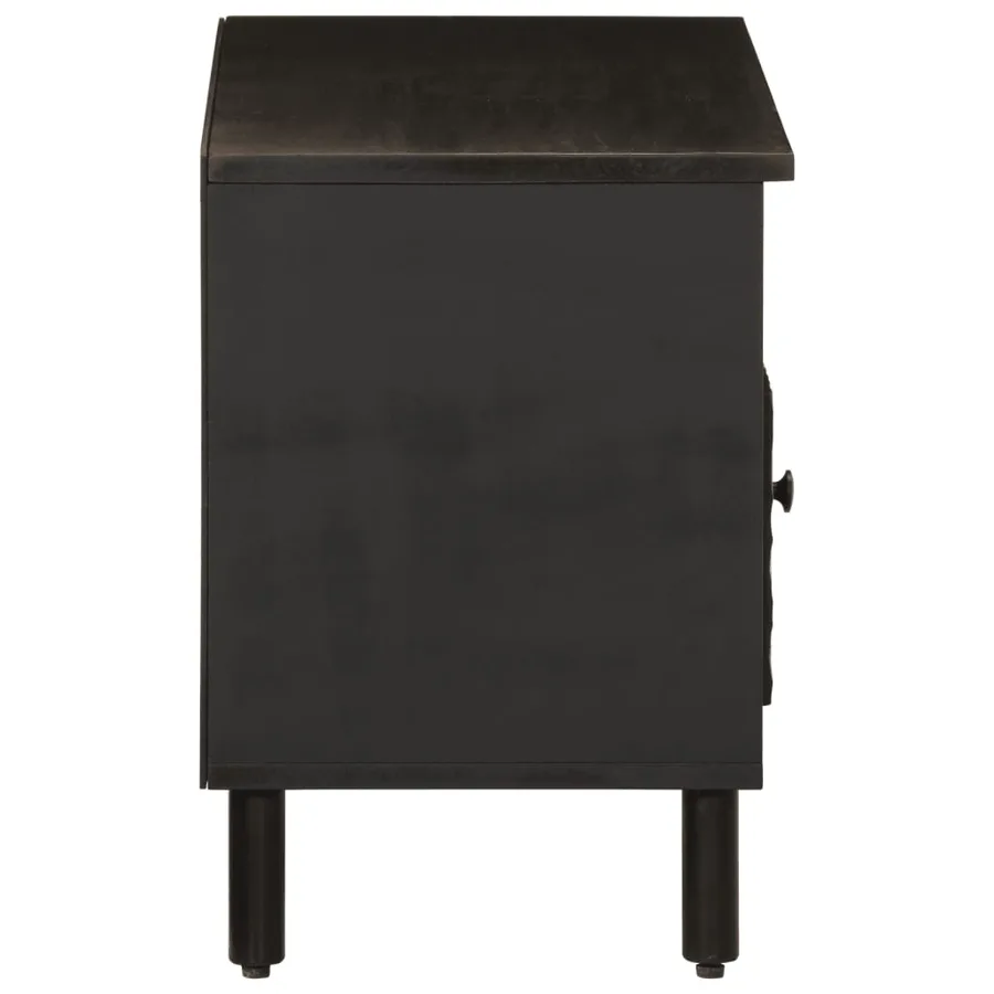 Meuble TV noir 80x33x46 cm bois massif de manguier - 5