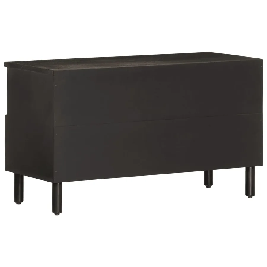 Meuble TV noir 80x33x46 cm bois massif de manguier - 6