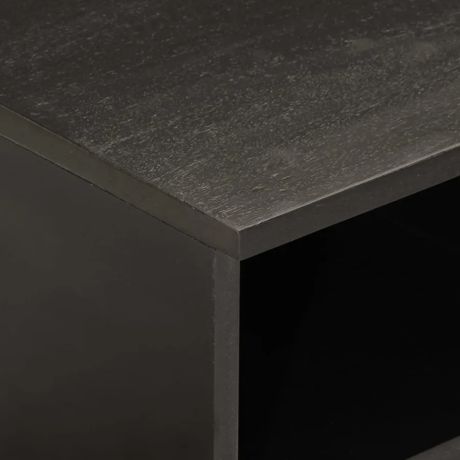 Meuble TV noir 80x33x46 cm bois massif de manguier - 7