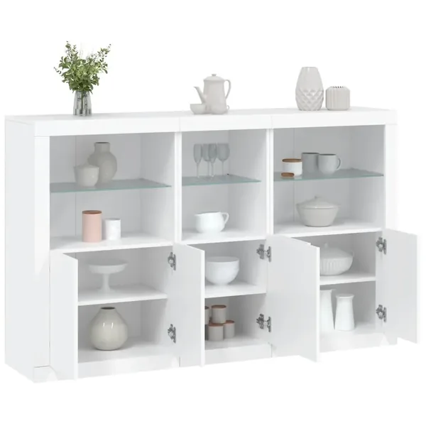 Buffet avec lumières LED blanc 162x37x100 cm