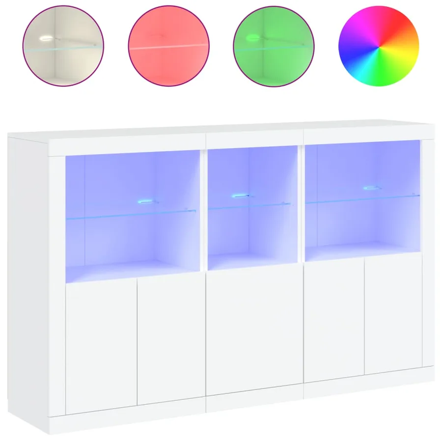 Buffet avec lumières LED blanc 162x37x100 cm - 2