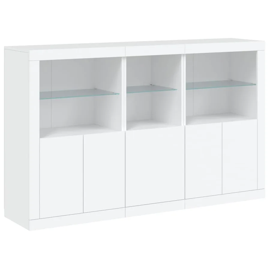 Buffet avec lumières LED blanc 162x37x100 cm - 3