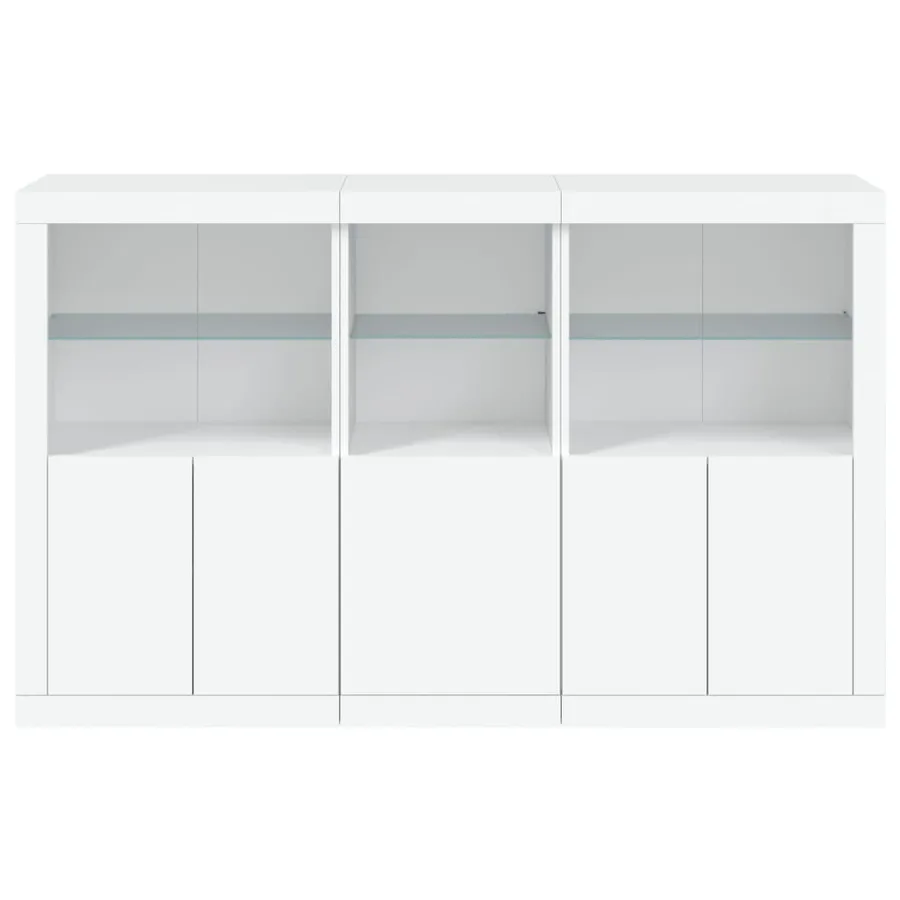 Buffet avec lumières LED blanc 162x37x100 cm - 6