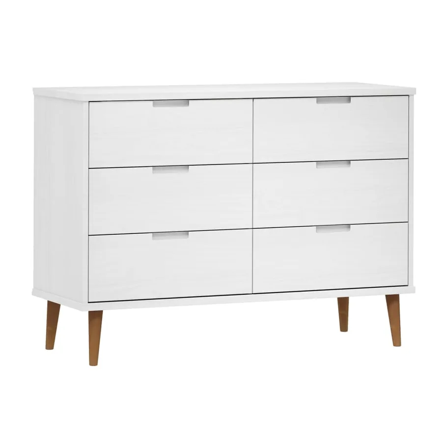 Commode MOLDE Blanc 113x40x80 cm Bois de pin massif - 2