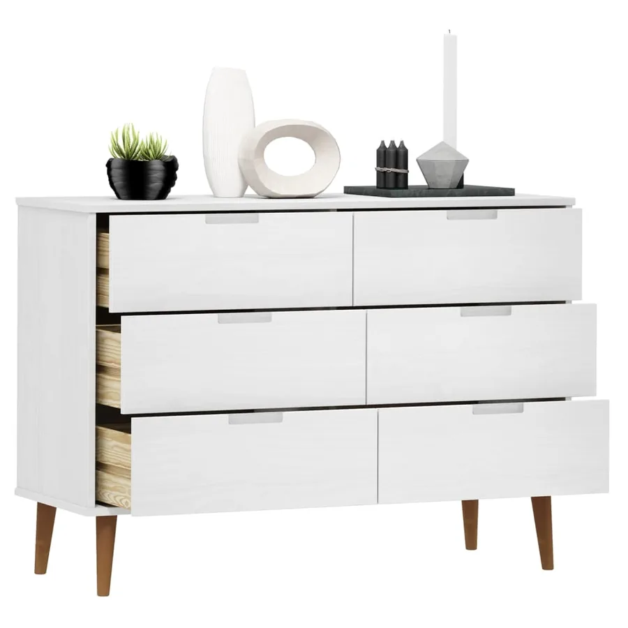 Commode MOLDE Blanc 113x40x80 cm Bois de pin massif - 3