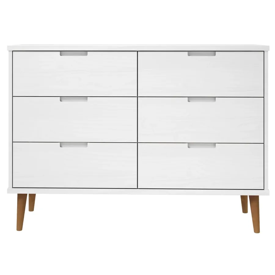 Commode MOLDE Blanc 113x40x80 cm Bois de pin massif - 4