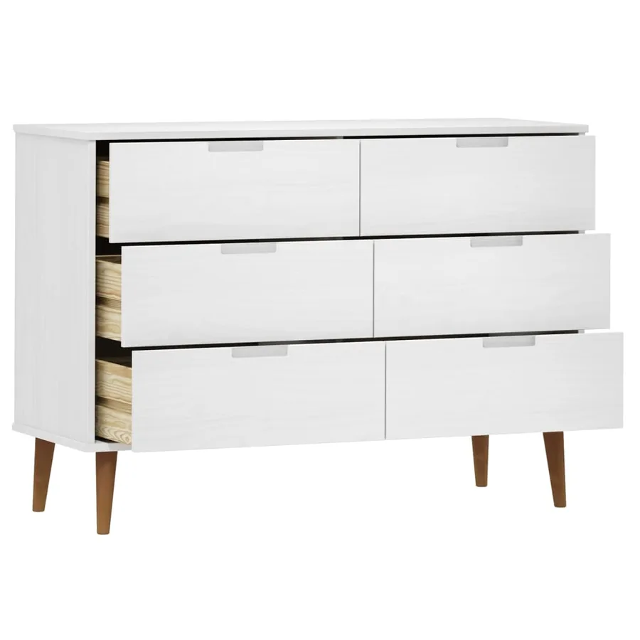 Commode MOLDE Blanc 113x40x80 cm Bois de pin massif - 5