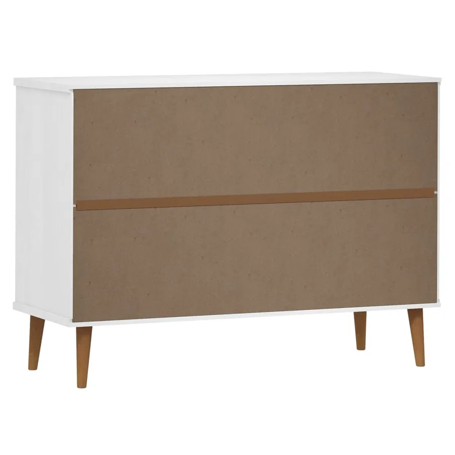 Commode MOLDE Blanc 113x40x80 cm Bois de pin massif - 7