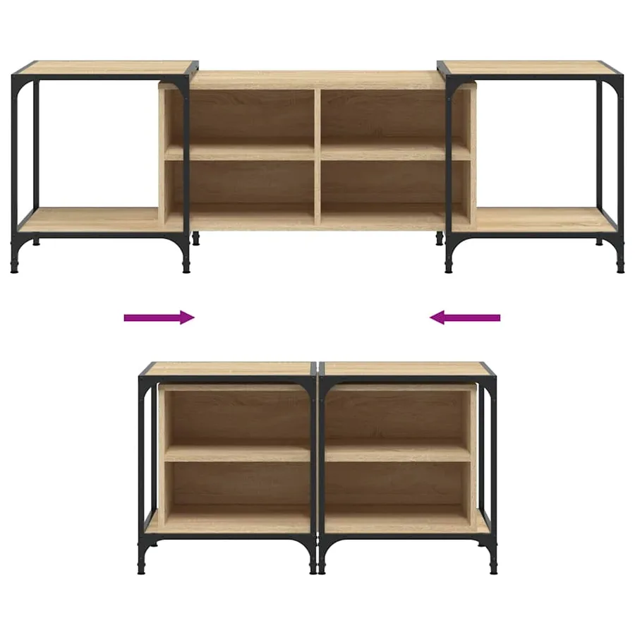 Meuble TV chêne sonoma 153x37x50 cm bois d'ingénierie - 7