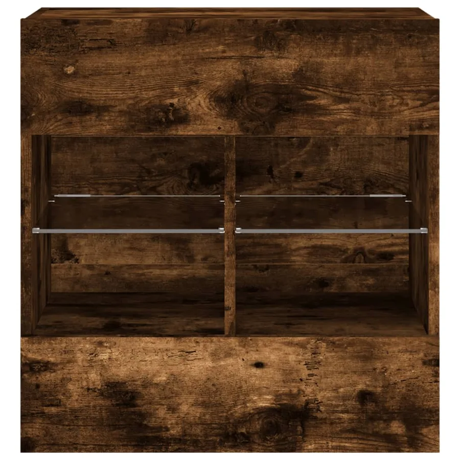 Meuble TV mural avec lumières LED chêne fumé 58,5x30x60,5 cm - 6