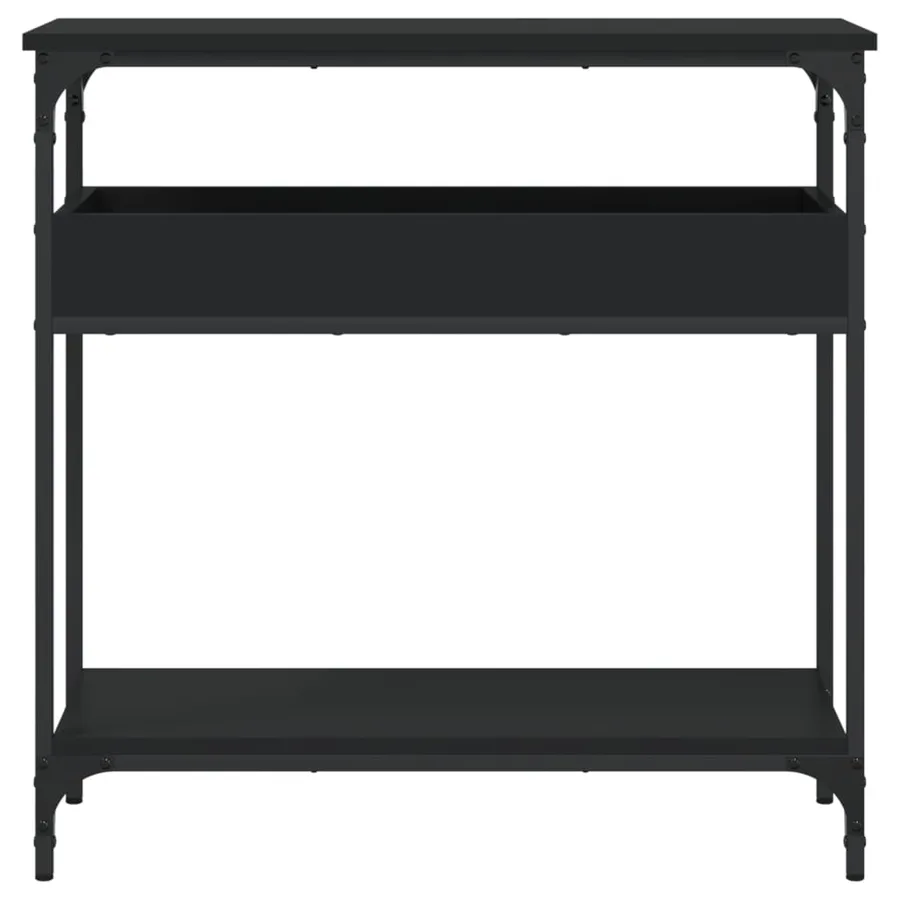 Table console avec étagère noir 75x29x75 cm bois d'ingénierie - 4