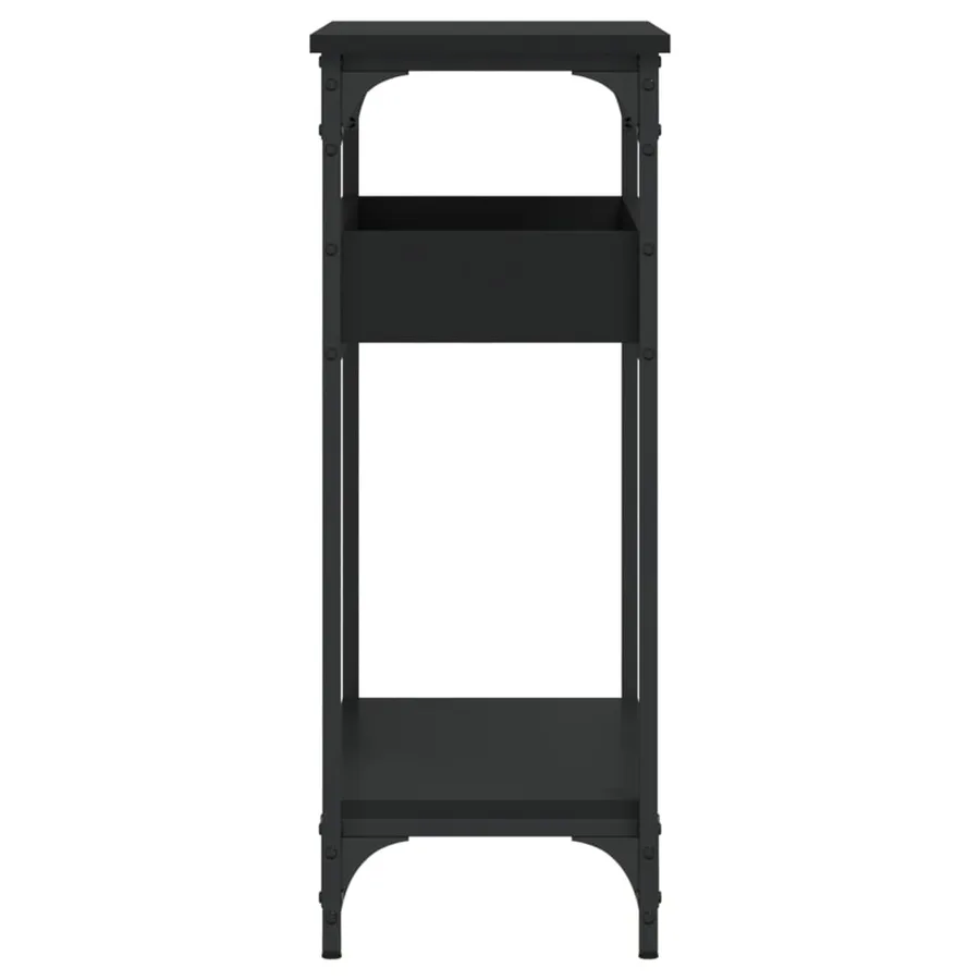 Table console avec étagère noir 75x29x75 cm bois d'ingénierie - 5