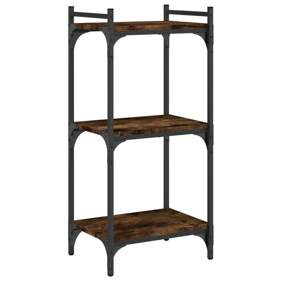 Bibliothèque 3 niveaux chêne fumé 40x30x86 cm bois d'ingénierie - 2