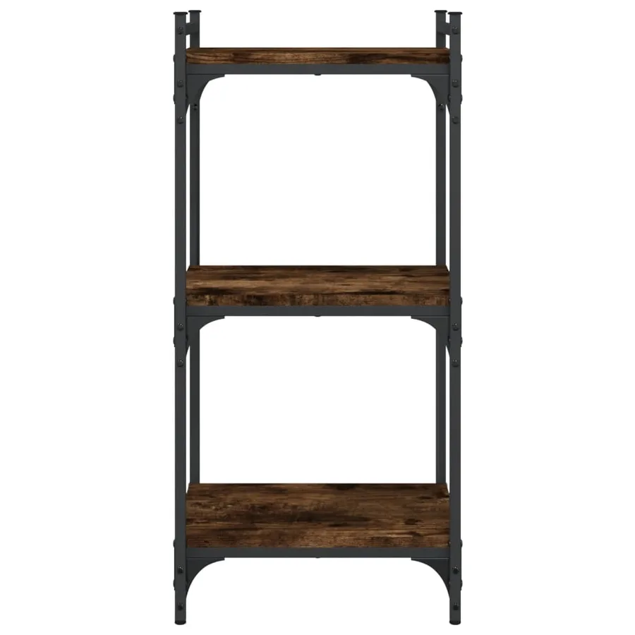 Bibliothèque 3 niveaux chêne fumé 40x30x86 cm bois d'ingénierie - 4