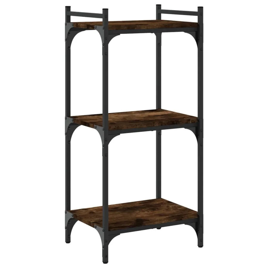 Bibliothèque 3 niveaux chêne fumé 40x30x86 cm bois d'ingénierie - 6