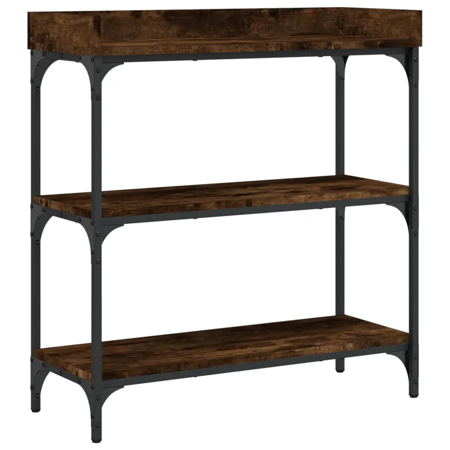 Table console avec étagères chêne fumé 75x30x80 cm - 2