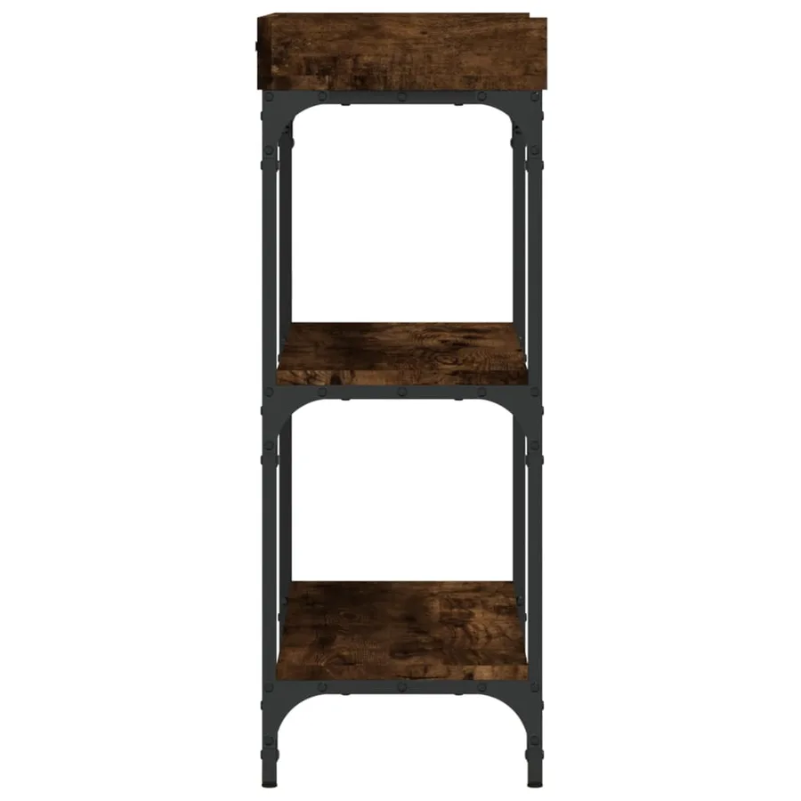 Table console avec étagères chêne fumé 75x30x80 cm - 5