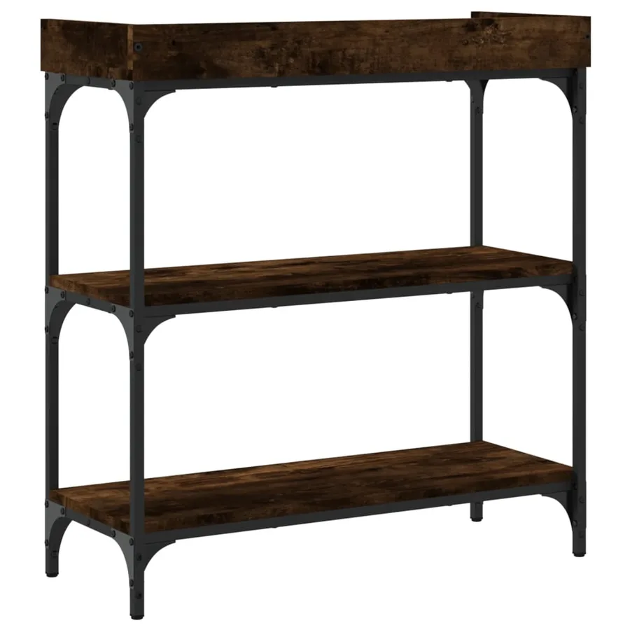 Table console avec étagères chêne fumé 75x30x80 cm - 6