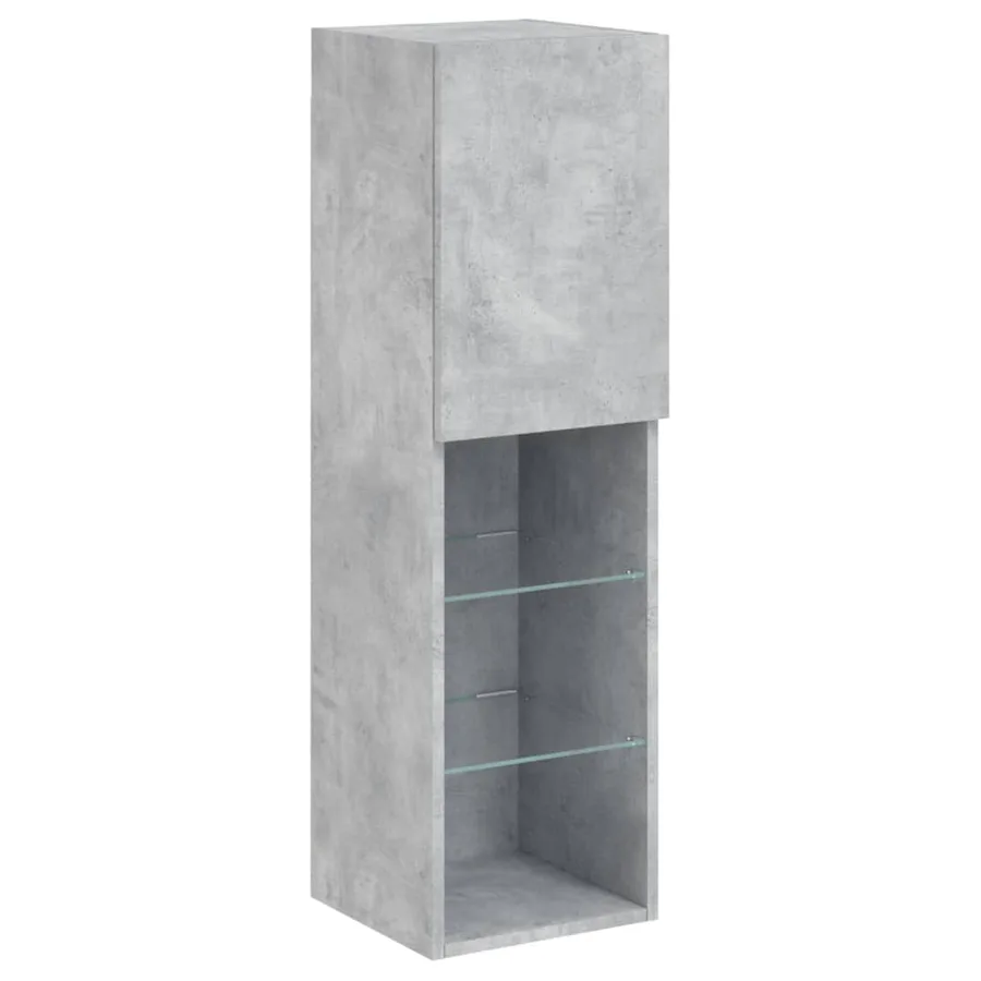 Unités murales TV avec LED 5 pcs gris béton bois d'ingénierie - 8