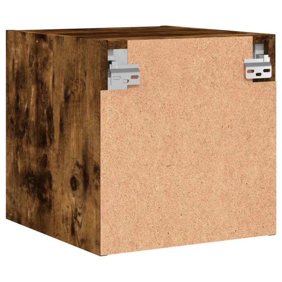 Tables de chevet et portes vitrées 2 pcs chêne fumé 35x37x35 cm - 9