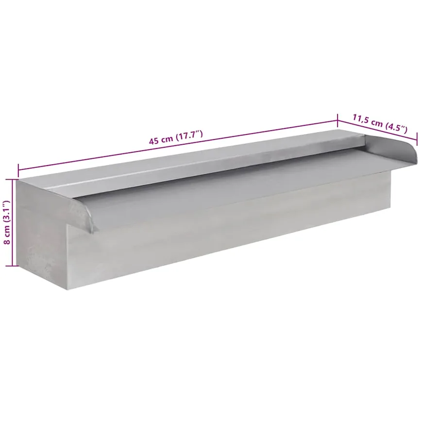Lame d'eau rectangulaire 45 cm Acier inoxydable pour piscine - 6