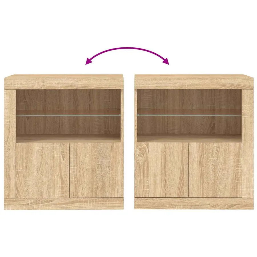 Buffet avec lumières LED chêne sonoma 60,5x37x67 cm - 10