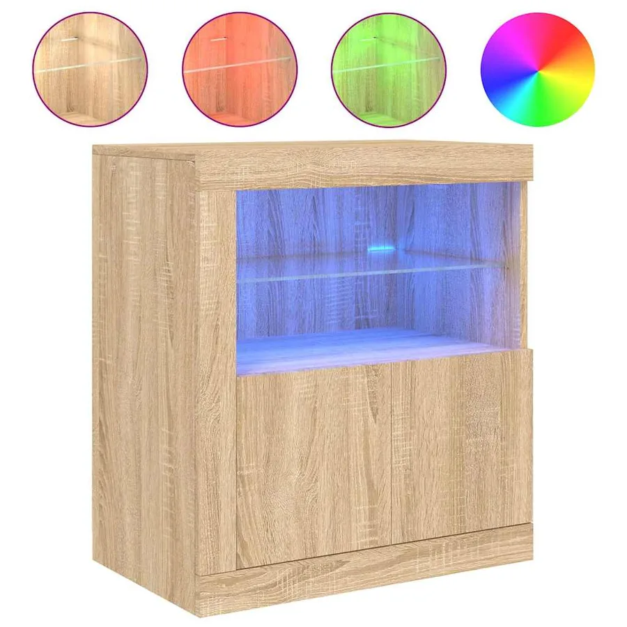 Buffet avec lumières LED chêne sonoma 60,5x37x67 cm - 2
