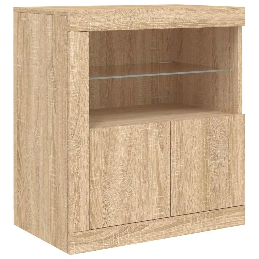 Buffet avec lumières LED chêne sonoma 60,5x37x67 cm - 3