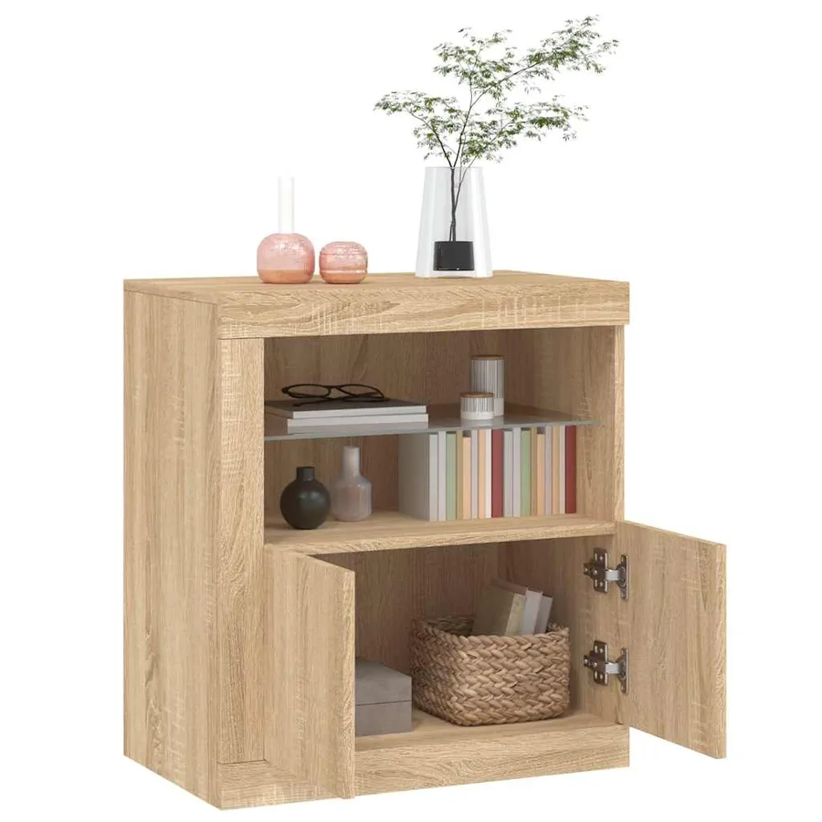 Buffet avec lumières LED chêne sonoma 60,5x37x67 cm - 5