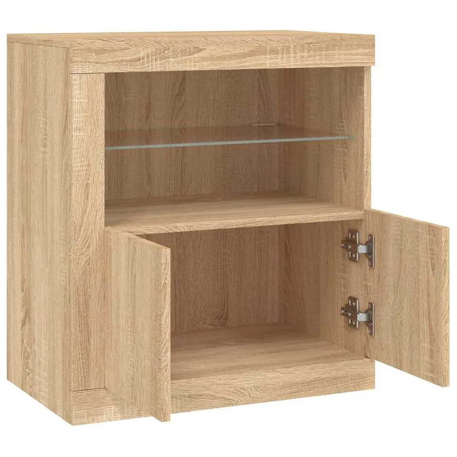 Buffet avec lumières LED chêne sonoma 60,5x37x67 cm - 7