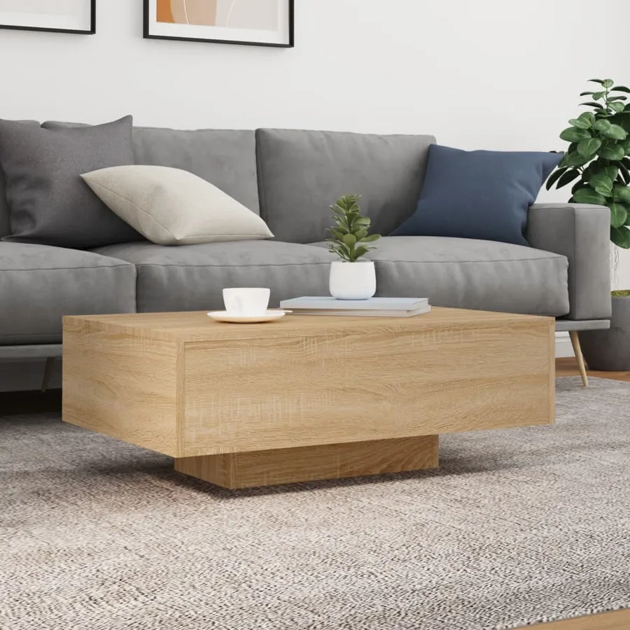 Table basse avec lumières LED chêne sonoma 85x55x31 cm - 4