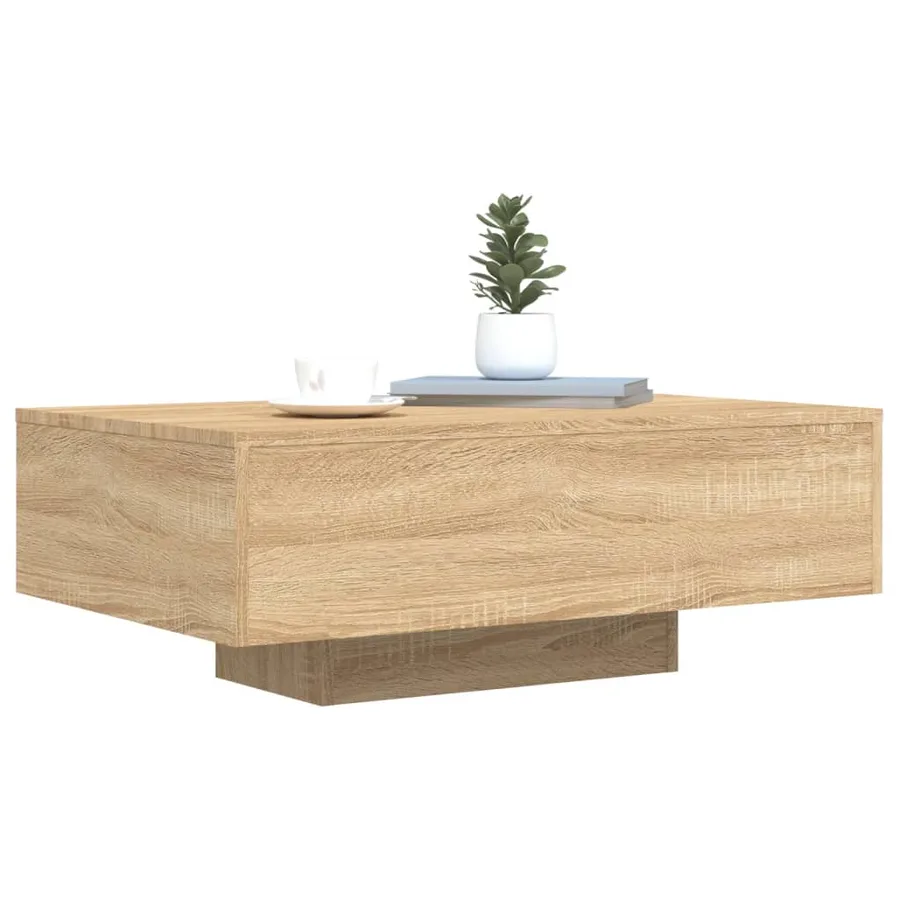 Table basse avec lumières LED chêne sonoma 85x55x31 cm - 5