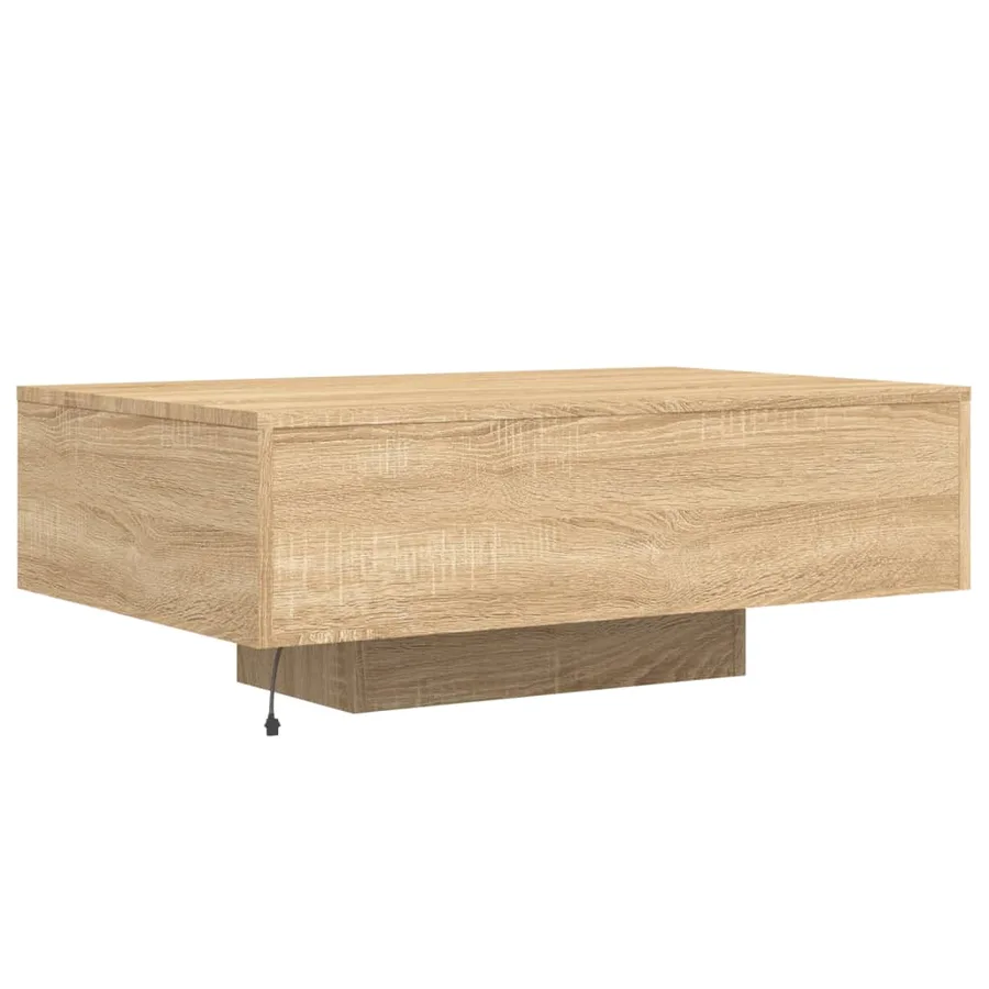 Table basse avec lumières LED chêne sonoma 85x55x31 cm - 8