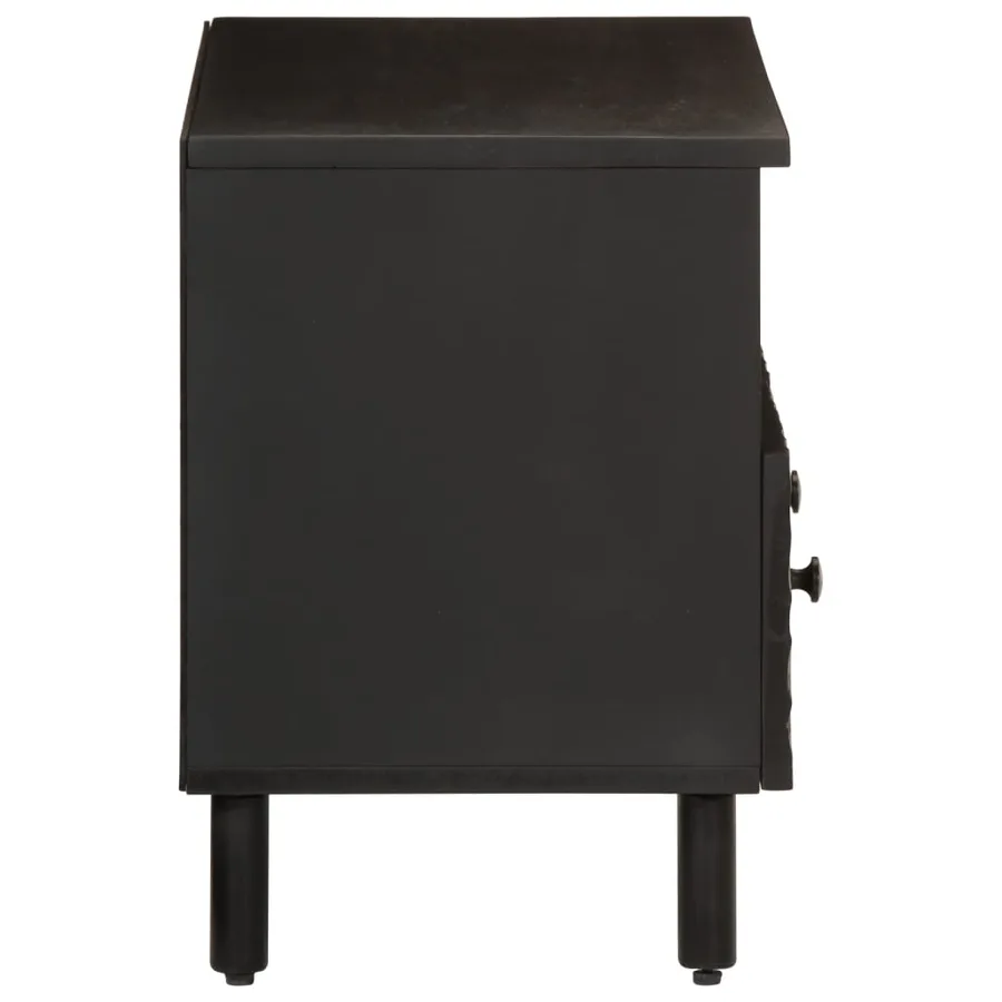 Meuble TV noir 70x33x46 cm bois massif de manguier - 4