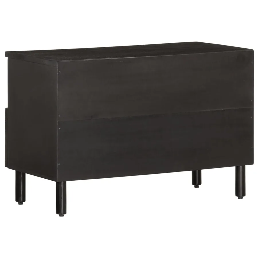 Meuble TV noir 70x33x46 cm bois massif de manguier - 5