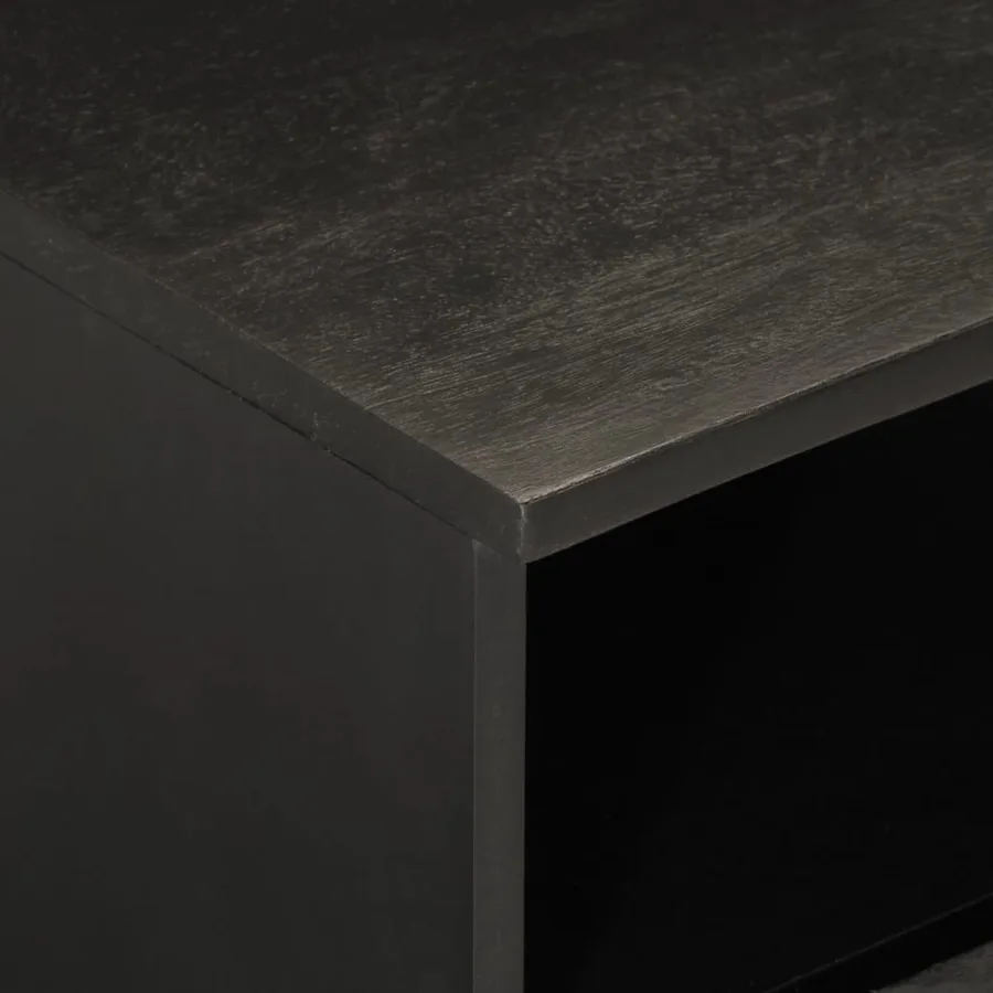 Meuble TV noir 70x33x46 cm bois massif de manguier - 6