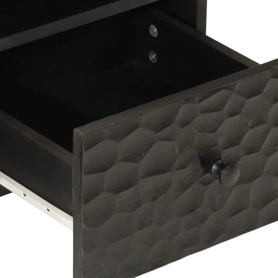 Meuble TV noir 70x33x46 cm bois massif de manguier - 7