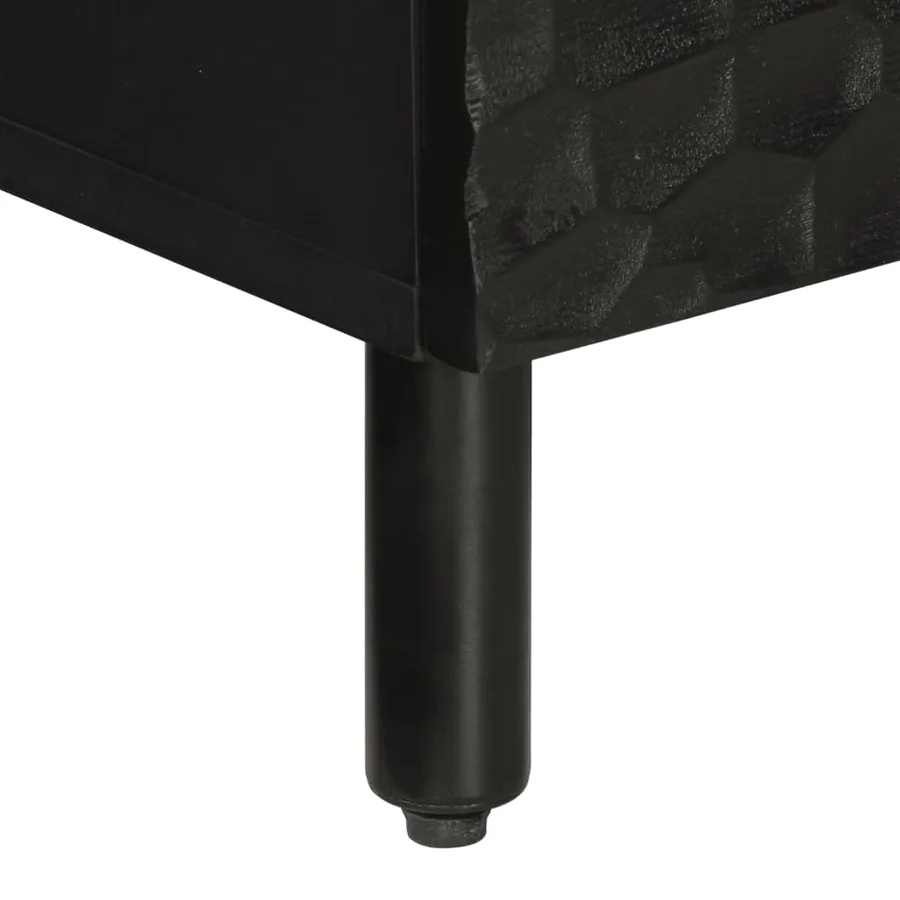 Meuble TV noir 70x33x46 cm bois massif de manguier - 8