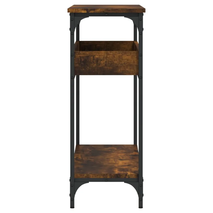 Table console avec étagère chêne fumé 100x29x75 cm - 5