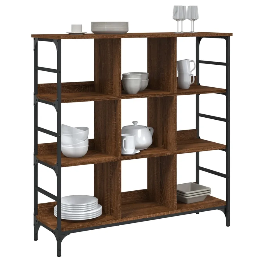 Buffet chêne marron 102x32x103,5 cm bois d'ingénierie - 3